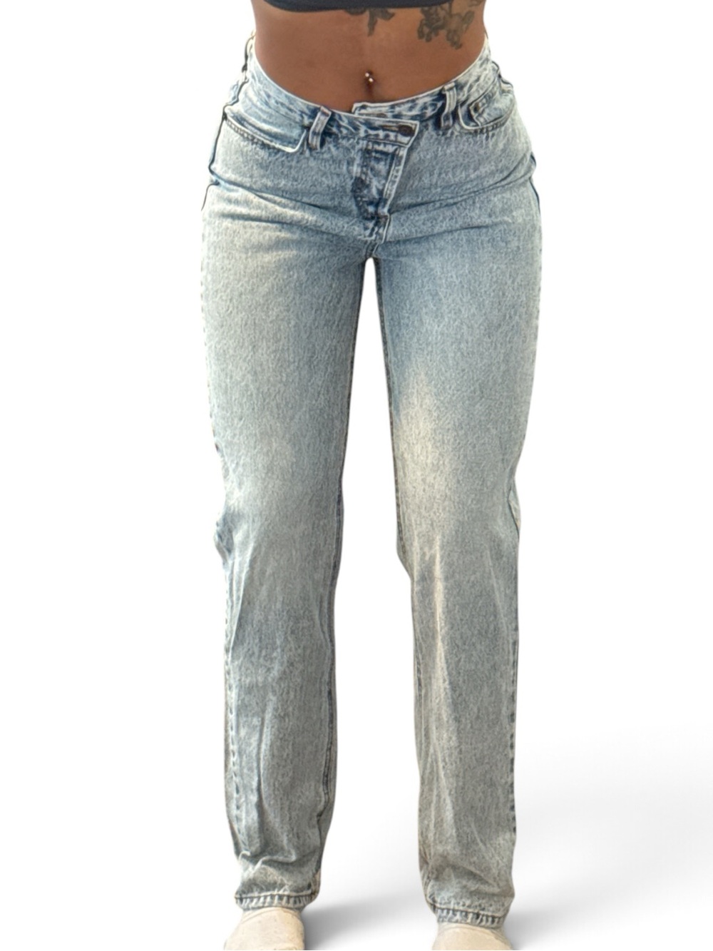 Fashion Nova Women's Straight Leg Jeans - Light Wash Blue